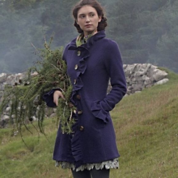Anthropologie Jackets & Blazers - ANTHROPOLOGIE CHARLIE & ROBIN RUFFLE WOOL SWEATER COAT